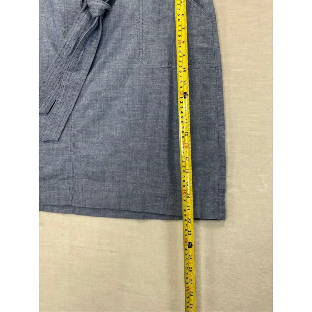 Talbots Plus Women's Size 18W Plus Chambray Blue Belted A Line Skirt